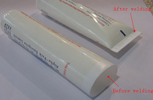 welding samples by ultrasonic tube sealer próbki spawania przy użyciu zgrzewarki ultradźwiękowej.jpg