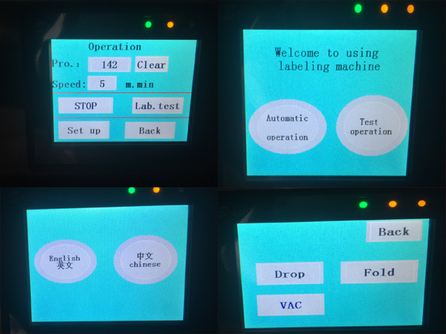 znak sterujący wewnątrz ekranu do obsługi maszyn etykietujących